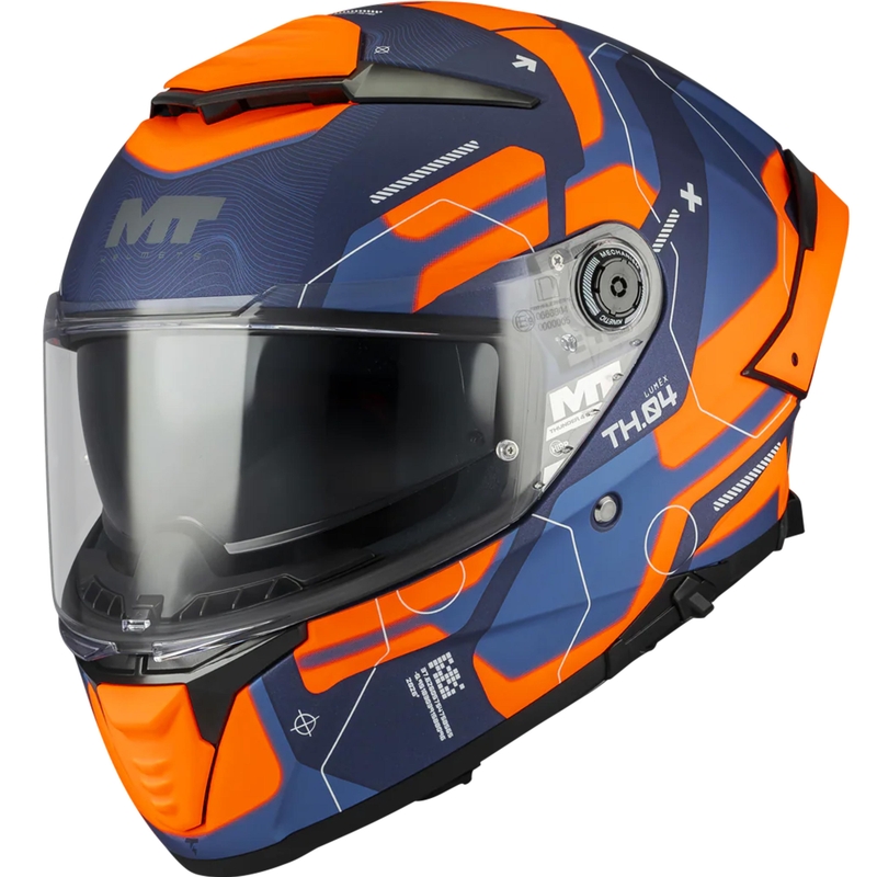 Pilna izmēra motocikla ķivere MT Thunder 4 SV Lumex C24 zili oranža