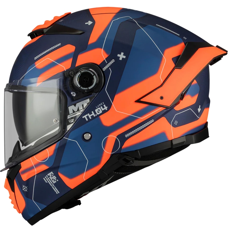 Pilna izmēra motocikla ķivere MT Thunder 4 SV Lumex C24 zili oranža