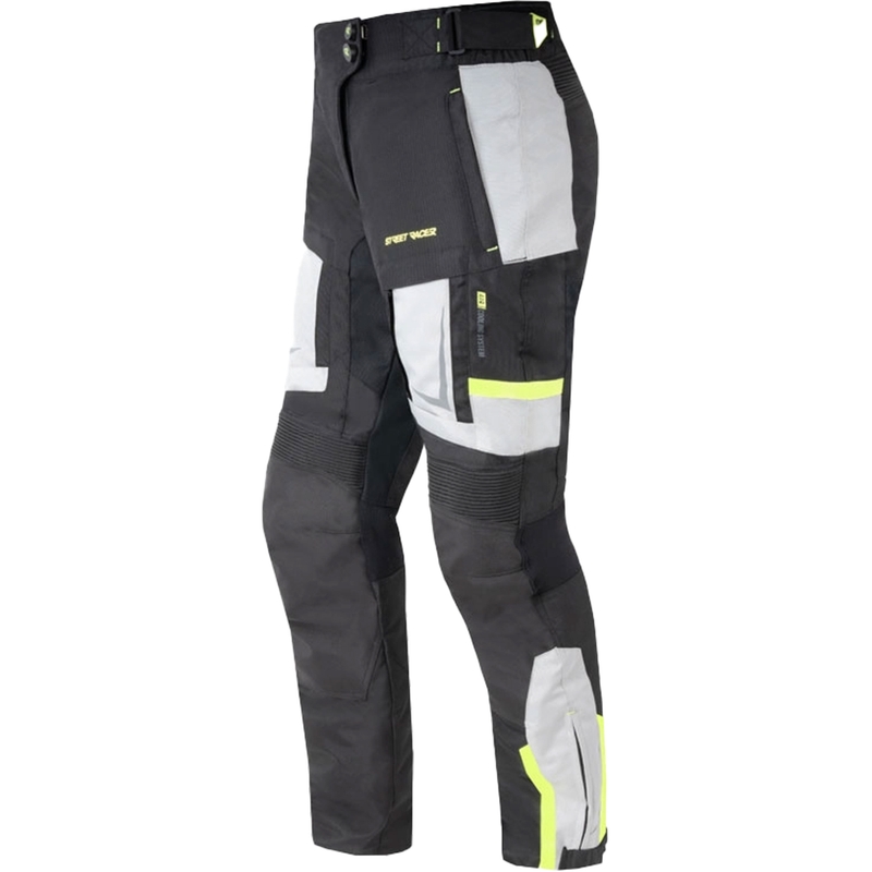 Sieviešu Street Racer Hilax Black-Gray-Fluo Yellow motocikla bikses