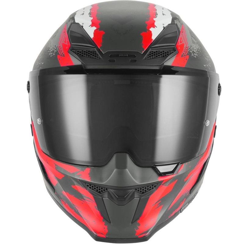 Pilna izmēra motocikla ķivere NOX Exklusiv Goliath Cut'D matēta melna-sarkana