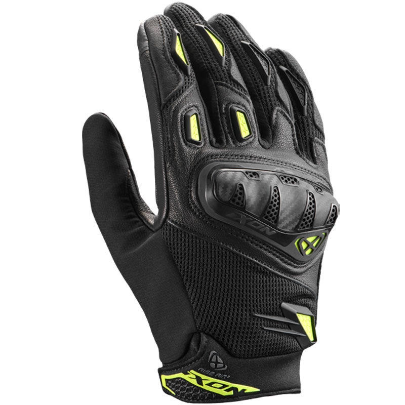 IXON Rise Air 2 motocikla cimdi melni-fluorēti dzelteni