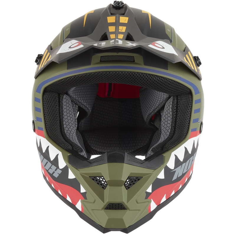 NOX N761 Fly Fighter bērnu motokrosa ķivere, haki krāsā, daudzkrāsaina