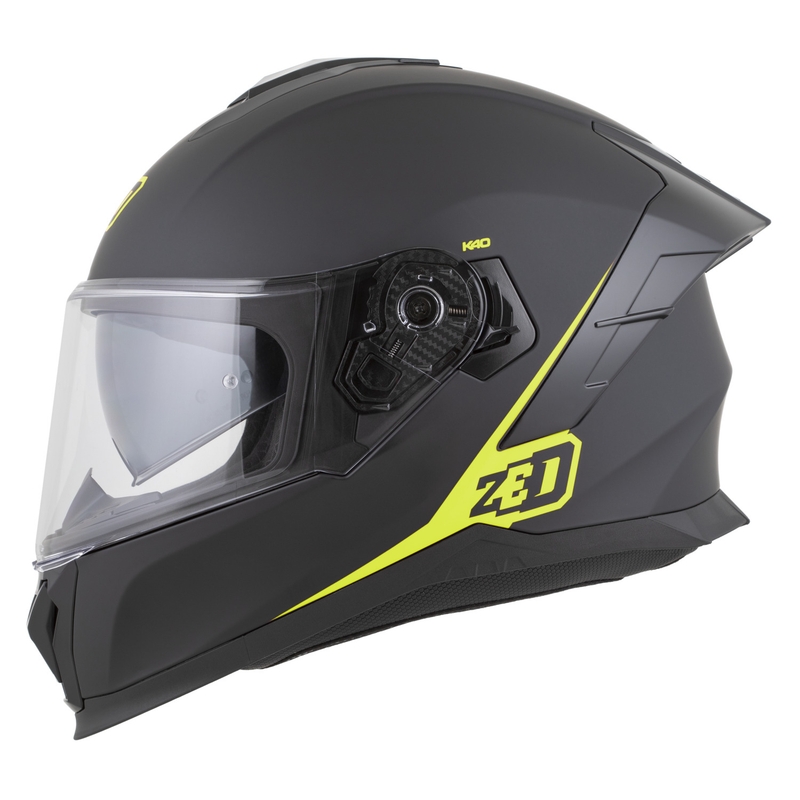 Pilna motocikla ķivere ZED K40 matēti melna-fluorescējoši dzeltena
