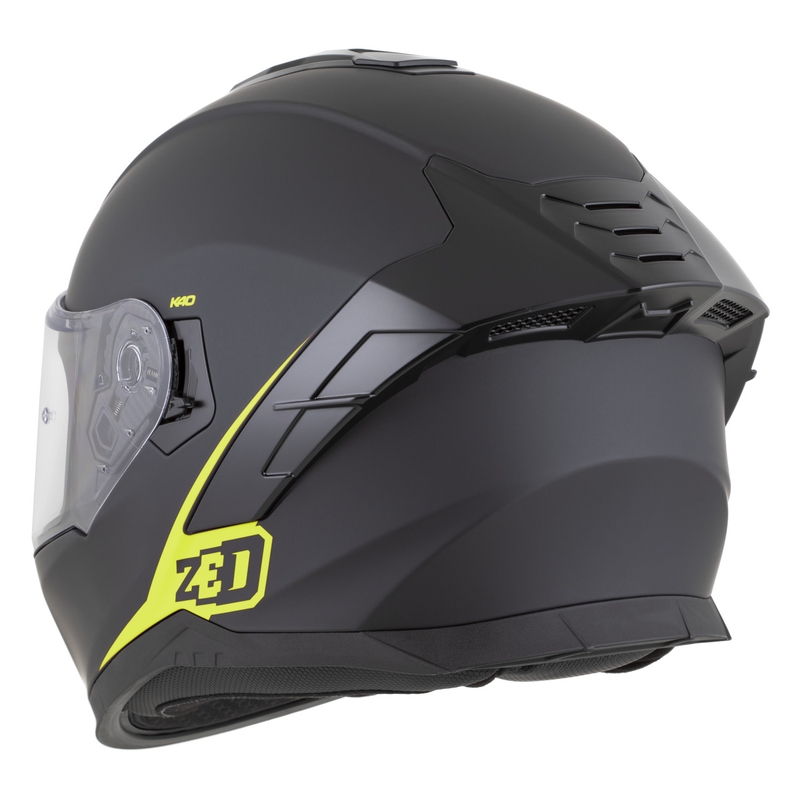 Pilna motocikla ķivere ZED K40 matēti melna-fluorescējoši dzeltena