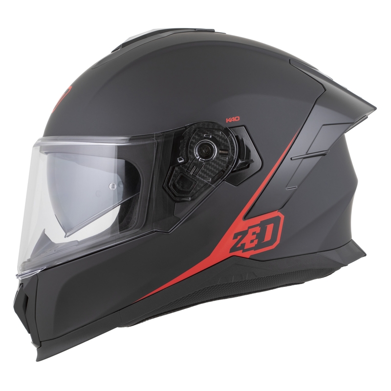 Pilna motocikla ķivere ZED K40 matēta melna-sarkana
