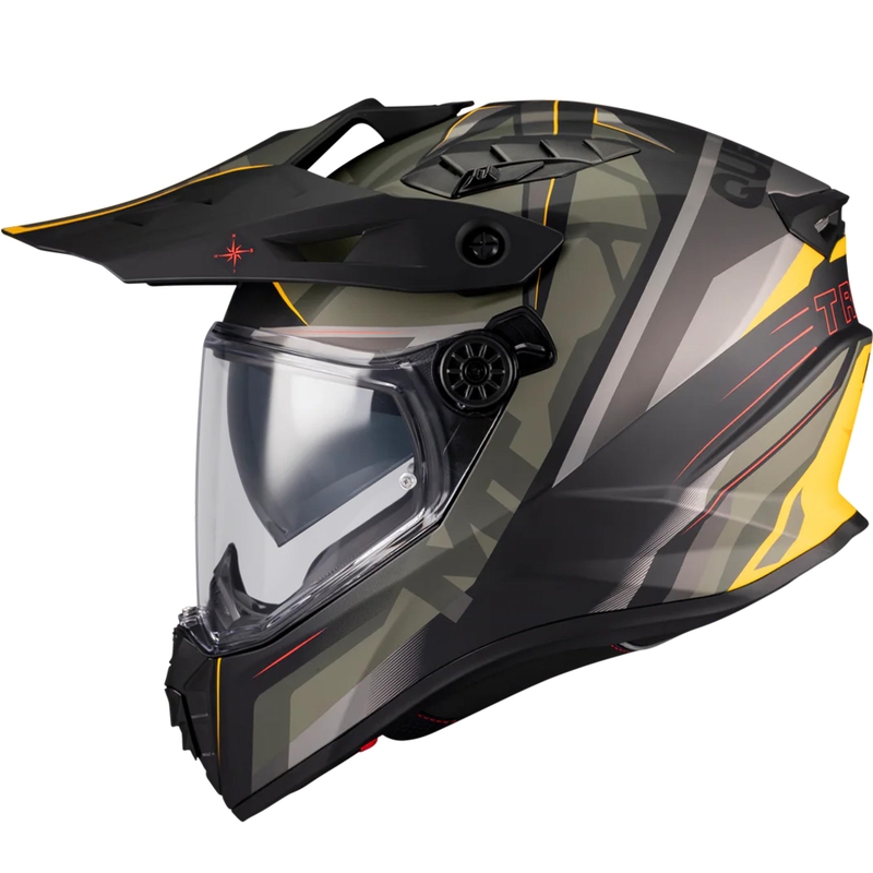 Enduro motocikla ķivere MT Track SV Questor B6 matēta melna-zaļa-brūna-fluorētiski dzeltena