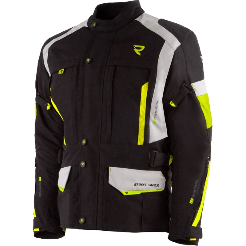 Street Racer Hilax melns-pelēks-fluo dzeltens motocikla jaka