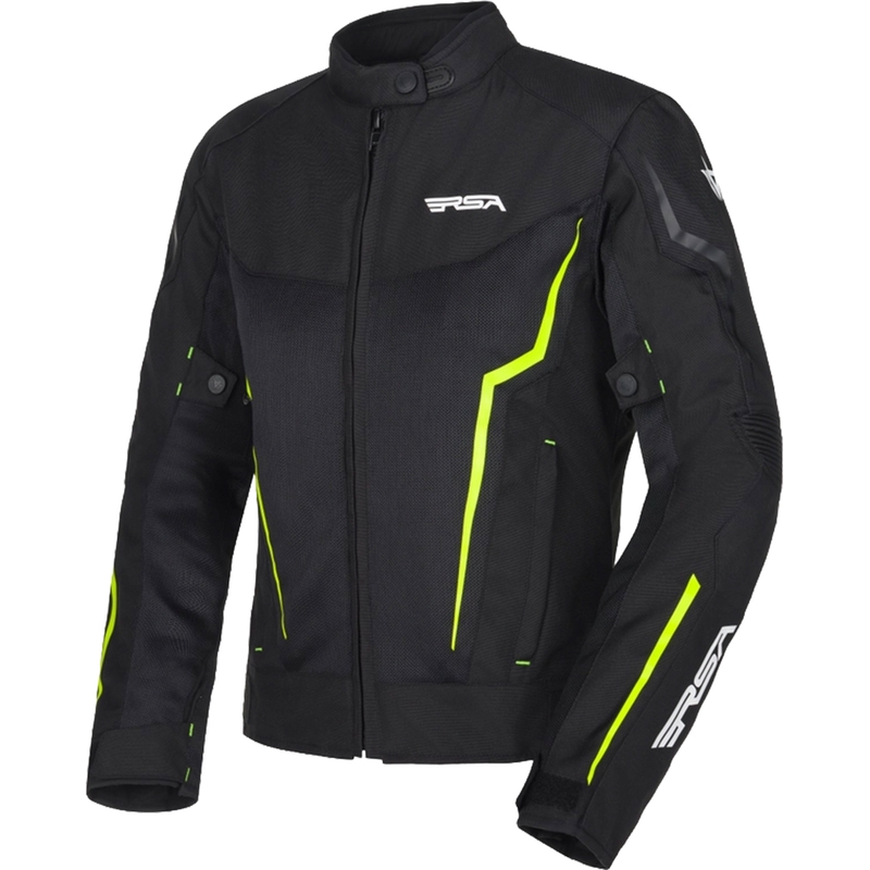 Sieviešu RSA Bolt Black-White-Fluo Yellow motocikla jaka