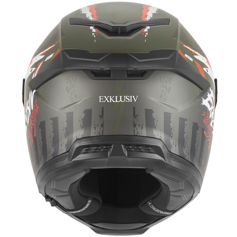 NOX Exklusiv Goliath Cut'D pilnas sejas motocikla ķivere matēta haki oranža
