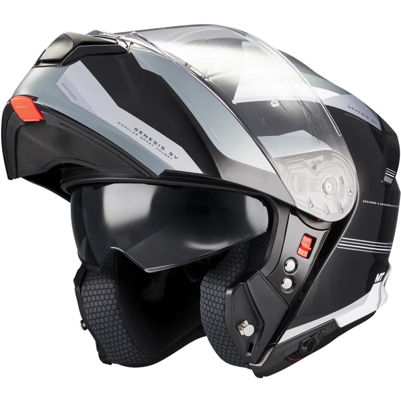 Atverama motocikla ķivere MT Genesis SV Raccoon B12 melna-pelēka