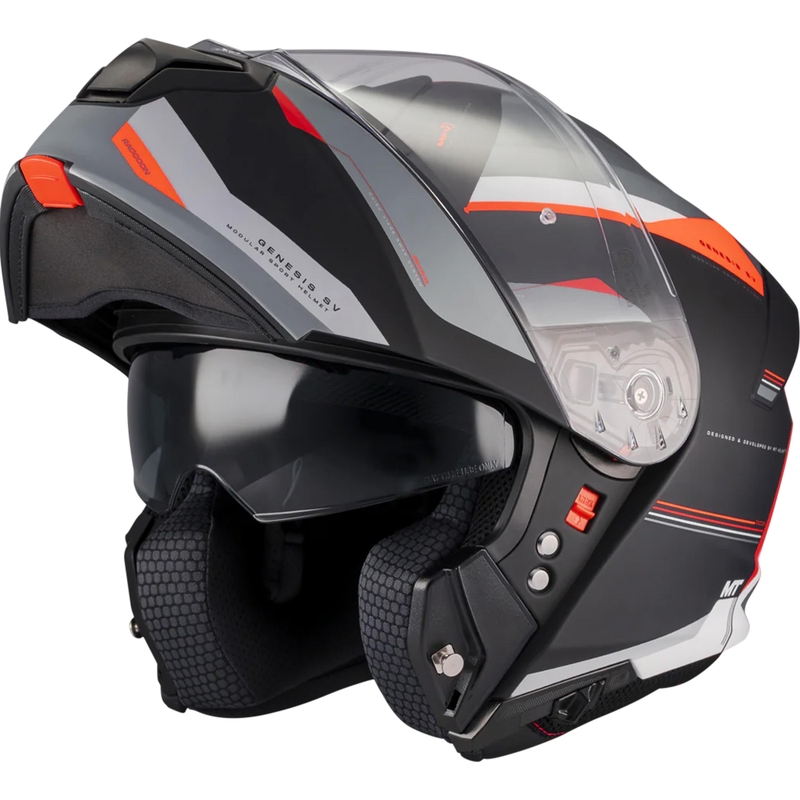 Atverama motocikla ķivere MT Genesis SV Raccoon B5 melna-sarkana