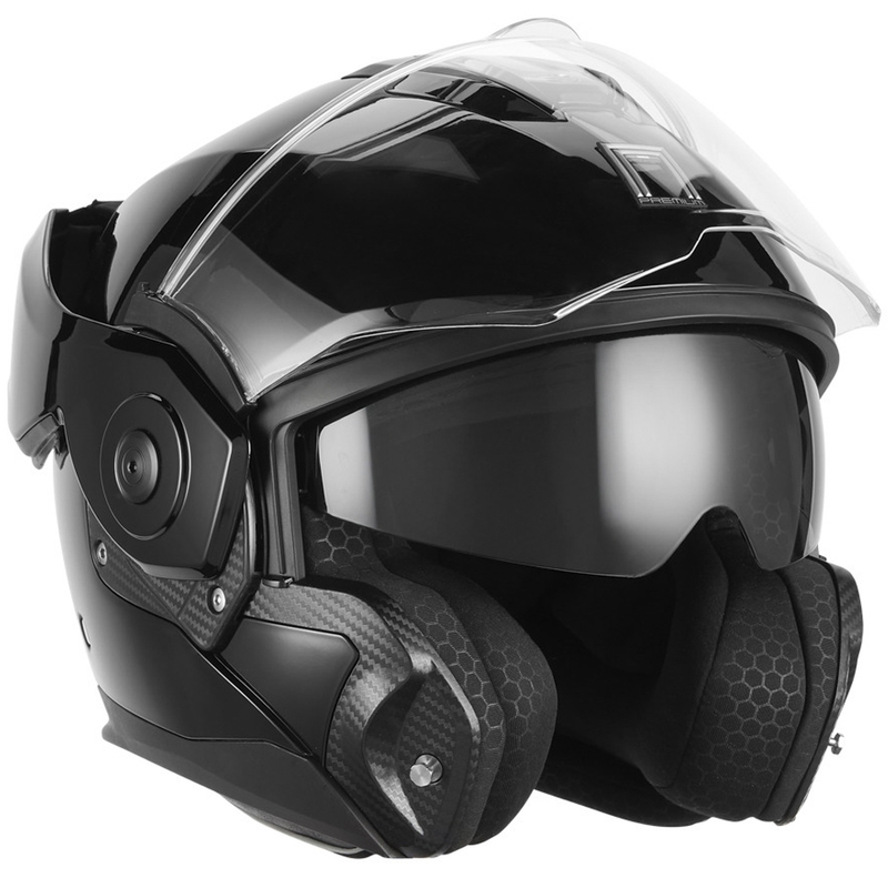 NOX PREMIUM Spinner atveramā motocikla ķivere, melna