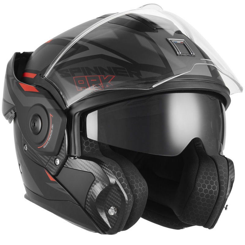 Atverama motocikla ķivere NOX PREMIUM Spinner Ark matēti melna-sarkana