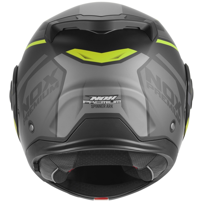 NOX PREMIUM Spinner Ark atveramā motocikla ķivere matēti melna-fluorēti dzeltena