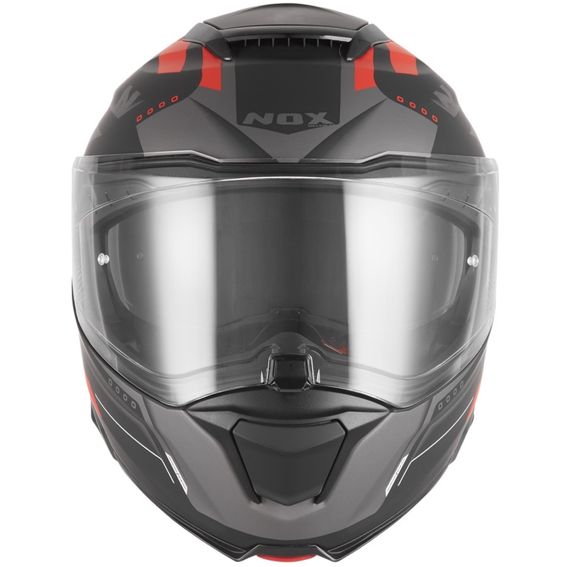 Atverama motocikla ķivere NOX N967 Conquer matēti melna-sarkana