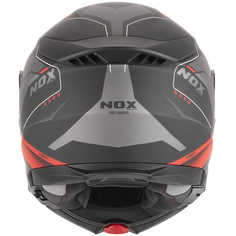 Atverama motocikla ķivere NOX N967 Conquer matēti melna-sarkana