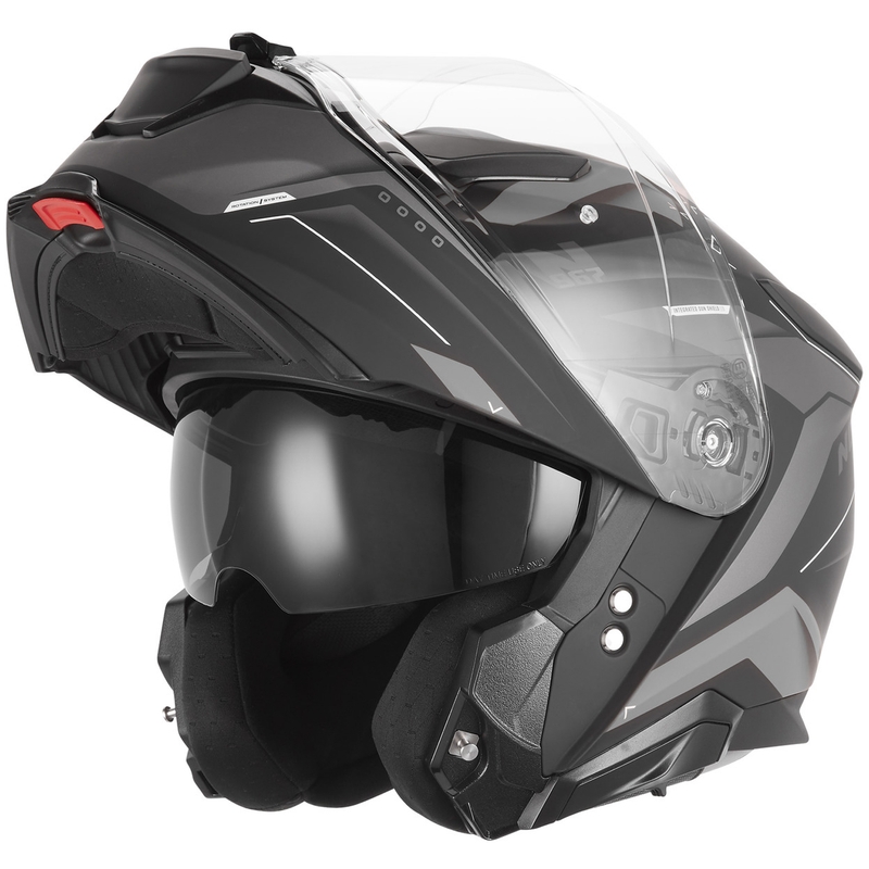 Atverama motocikla ķivere NOX N967 Conquer matēti melna-sudraba