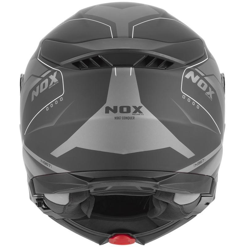 Atverama motocikla ķivere NOX N967 Conquer matēti melna-sudraba