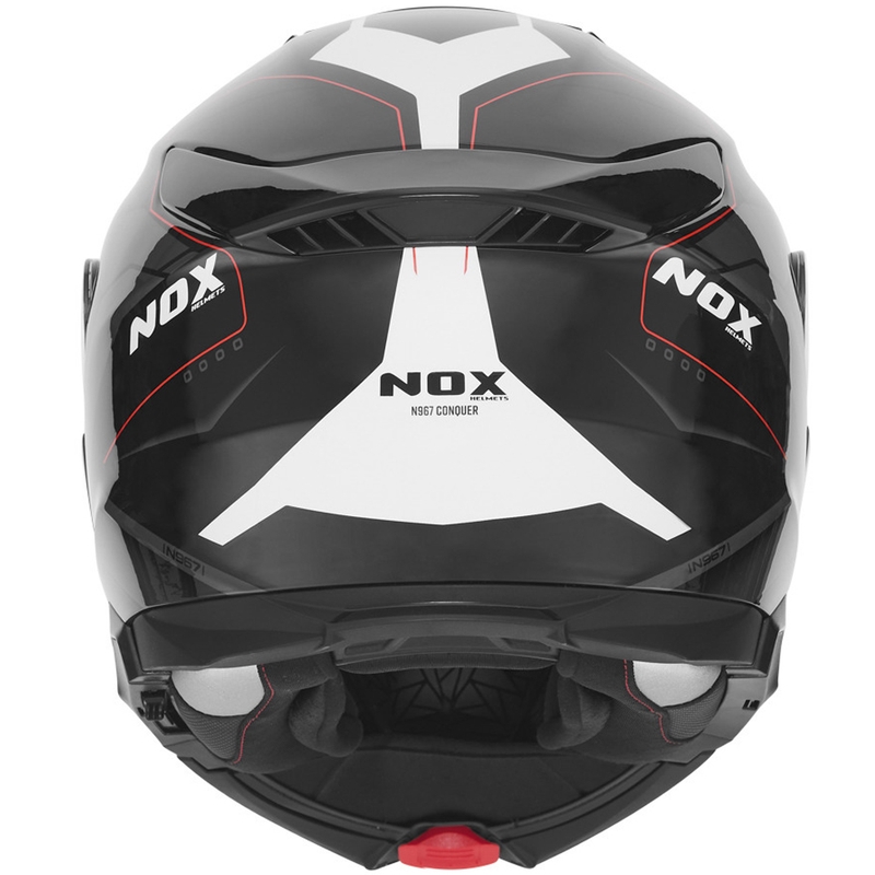 Atverama motocikla ķivere NOX N967 Conquer matēta melna-balta-sarkana