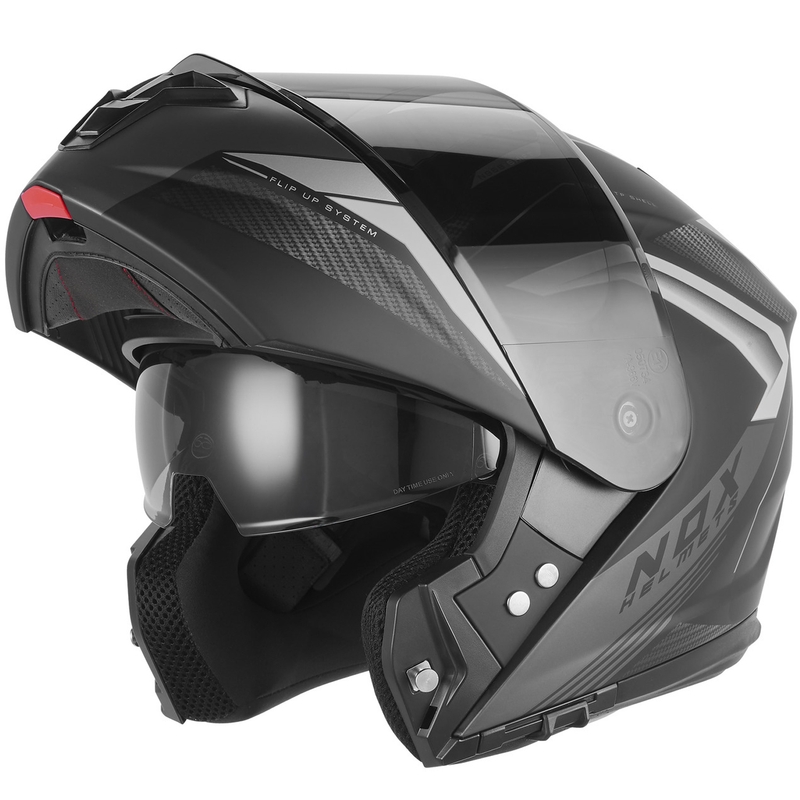 Atverama motocikla ķivere NOX N968 Shift matēti melna-sudraba