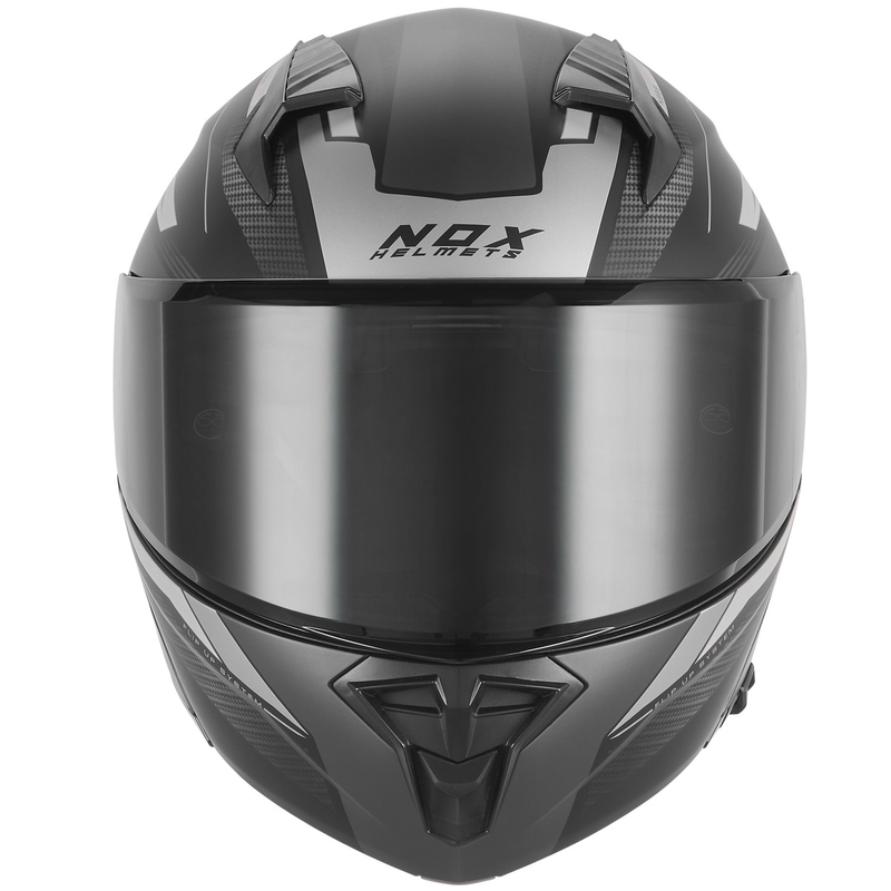 Atverama motocikla ķivere NOX N968 Shift matēti melna-sudraba