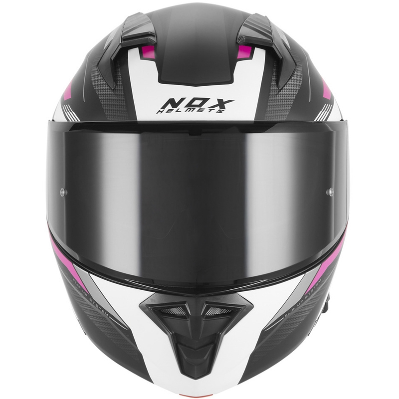 Atverama motocikla ķivere NOX N968 Shift matēta melna-balta-rozā