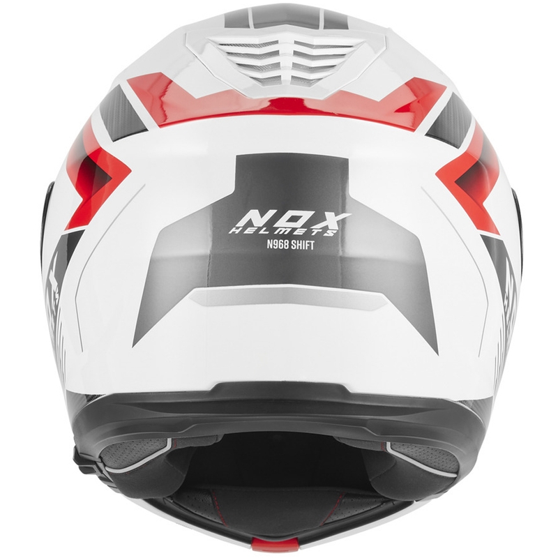 Atverama motocikla ķivere NOX N968 Shift balta-sarkana