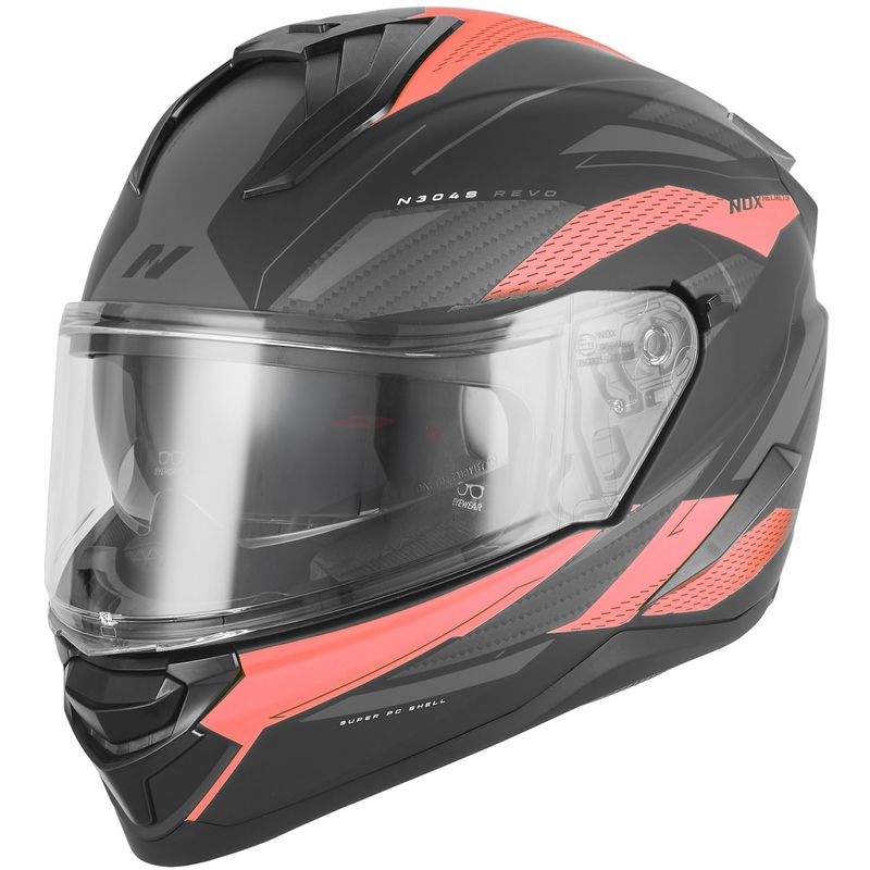 Pilna izmēra motocikla ķivere NOX N304-S REVO matēta melna-sarkana