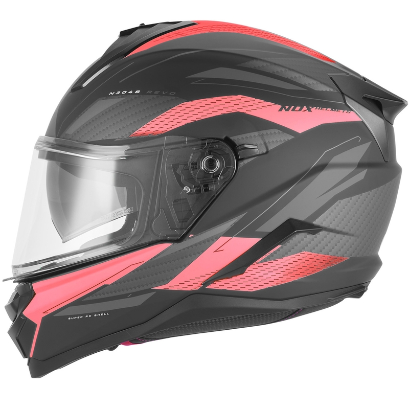 Pilna izmēra motocikla ķivere NOX N304-S REVO matēta melna-sarkana