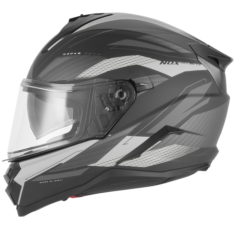 Pilna izmēra motocikla ķivere NOX N304-S REVO matēta melna-sudraba