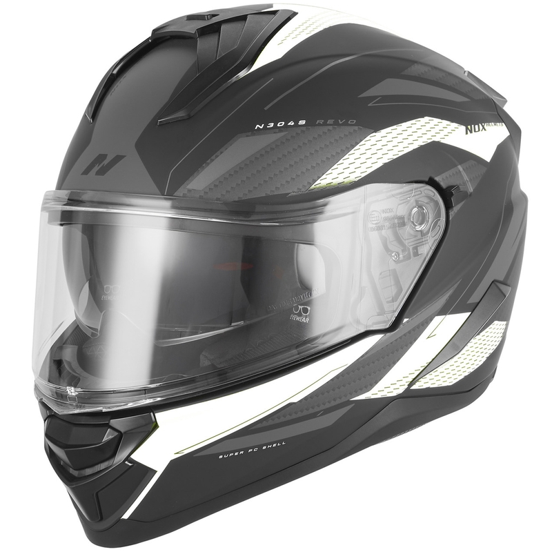 Pilna motocikla ķivere NOX N304-S REVO matēta melna-balta