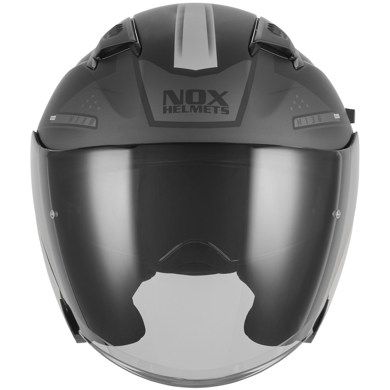 Atvērtā motocikla ķivere NOX N130 EKTO matēta melna-sudraba