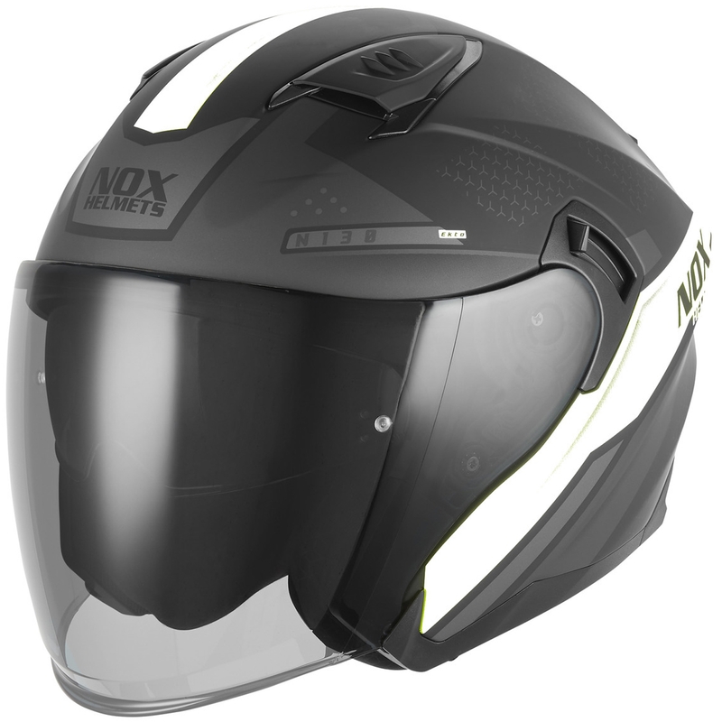 Atvērtā motocikla ķivere NOX N130 EKTO matēta melna-balta