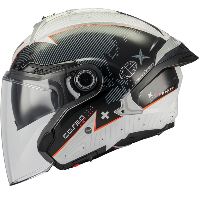 Atvērtā motocikla ķivere MT Cosmo SV Layout A1 melna-pelēka