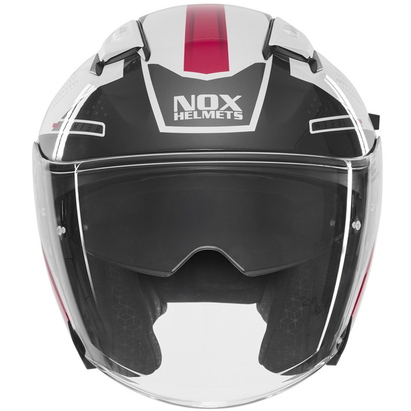 Atvērtā motocikla ķivere NOX N130 EKTO balta-rozā