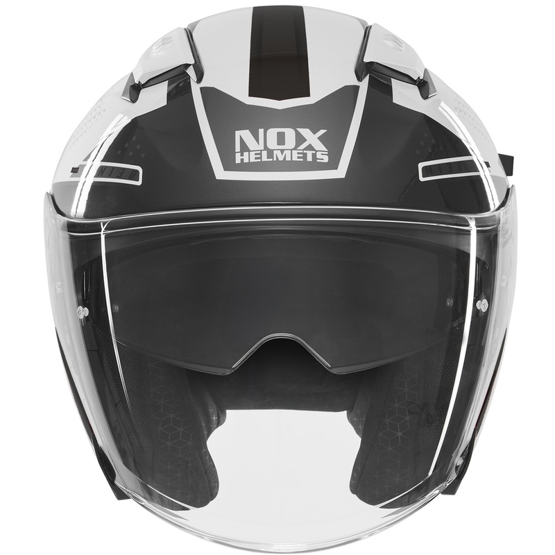 Atvērtā motocikla ķivere NOX N130 EKTO balta-melna