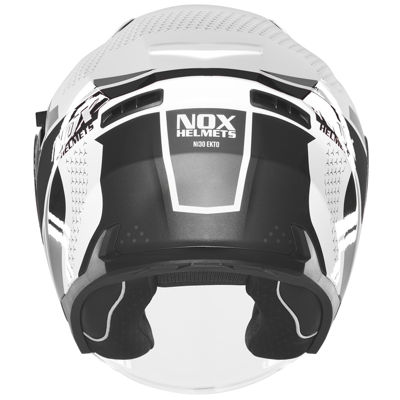 Atvērtā motocikla ķivere NOX N130 EKTO balta-melna