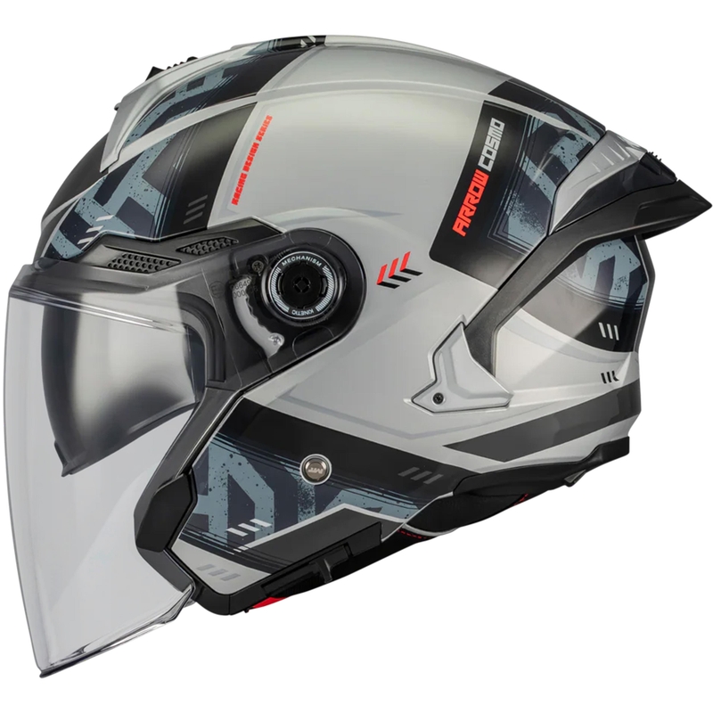 Atvērtā motocikla ķivere MT Cosmo SV Arrow C2 pelēki melna