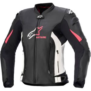 Alpinestars GP PLUS 4 sieviešu motocikla jaka melnā, baltā un rozā krāsā