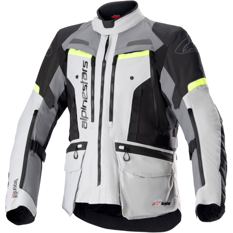 Alpinestars Bogota PRO Drystar pelēk-melni-fluo dzeltena motocikla jaka