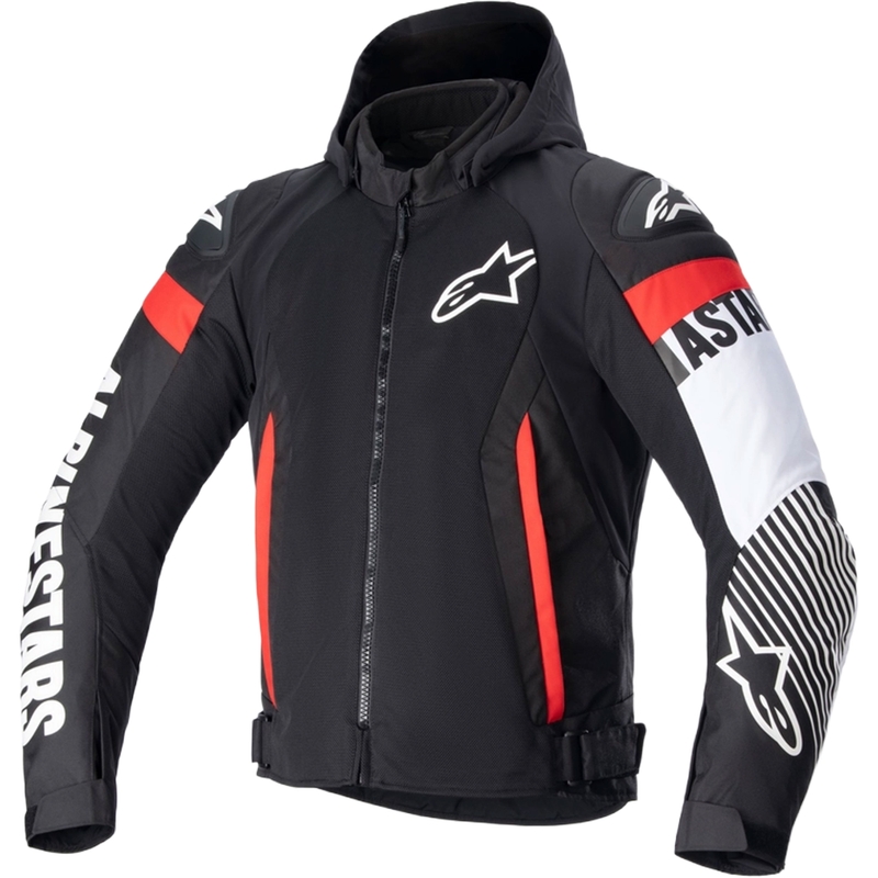 Alpinestars Zaca Air ūdensnecaurlaidīga motocikla jaka Black-White-Fluo Red