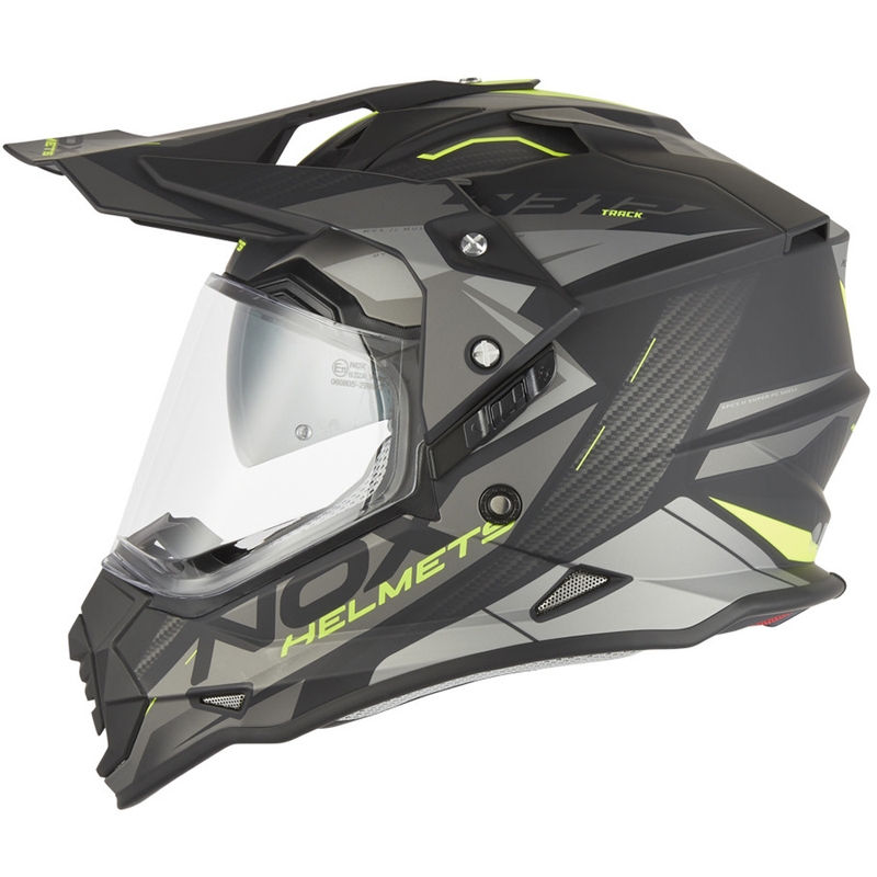Enduro motocikla ķivere NOX N312 Track matēti melna-fluorēti dzeltena