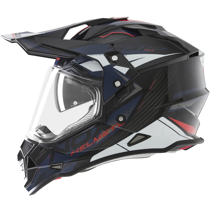 Enduro motocikla ķivere NOX N312 Track zili sarkana