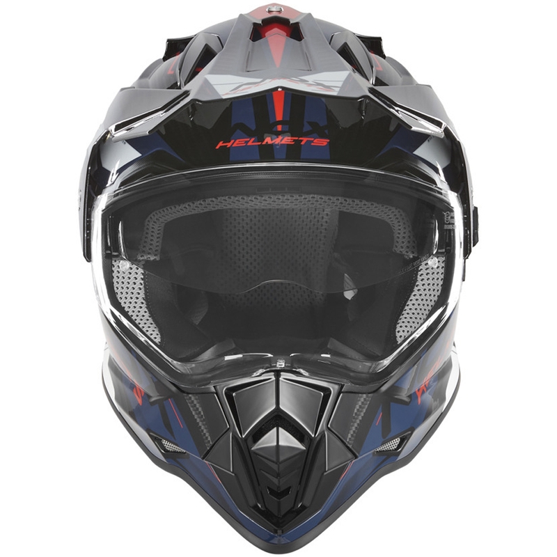 Enduro motocikla ķivere NOX N312 Track zili sarkana