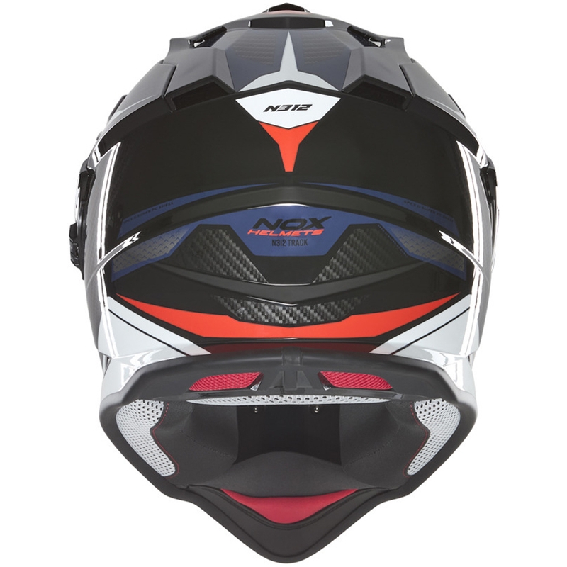 Enduro motocikla ķivere NOX N312 Track zili sarkana