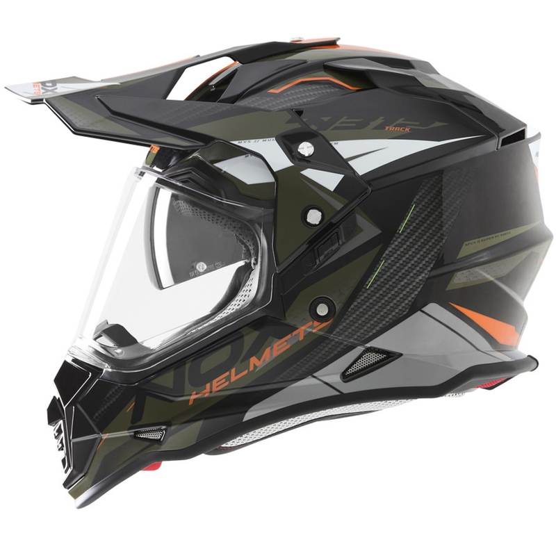 Enduro motocikla ķivere NOX N312 Track haki-oranža