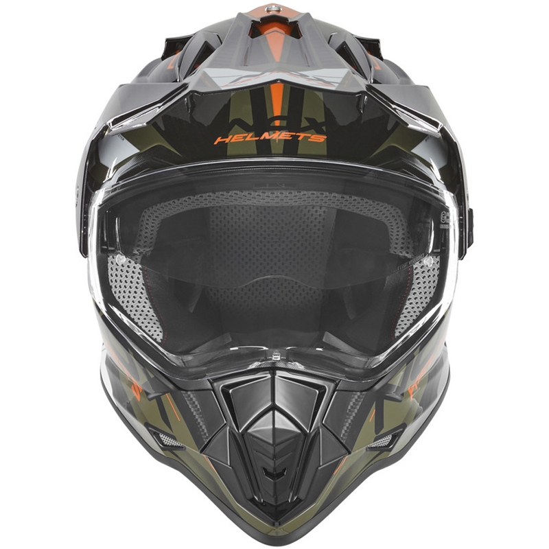 Enduro motocikla ķivere NOX N312 Track haki-oranža