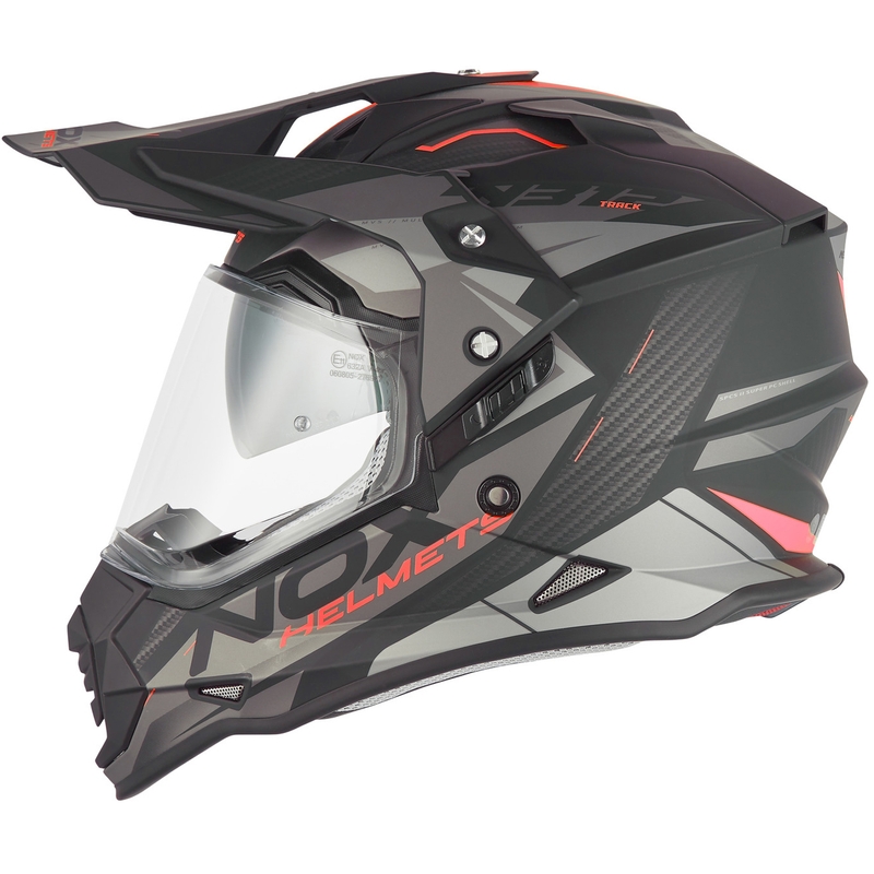 Enduro motocikla ķivere NOX N312 Track matēti melna-sarkana