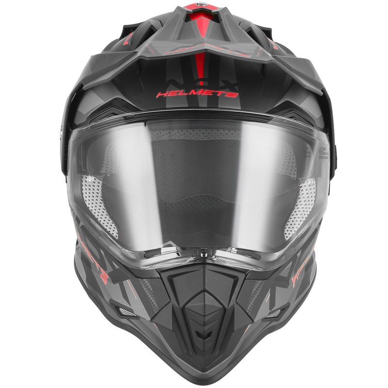 Enduro motocikla ķivere NOX N312 Track matēti melna-sarkana