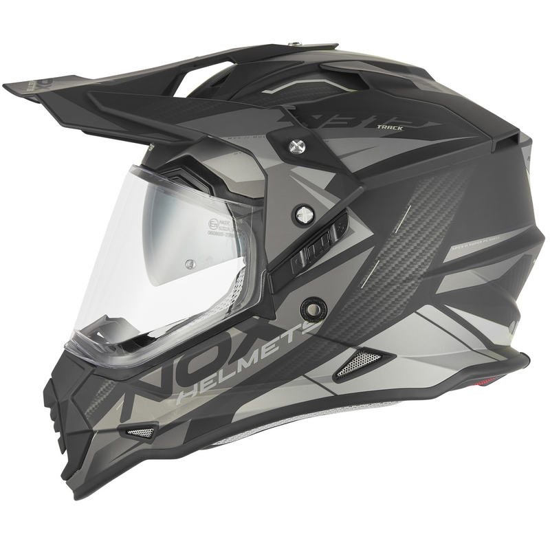 Enduro motocikla ķivere NOX N312 Track matēti melna-sudraba